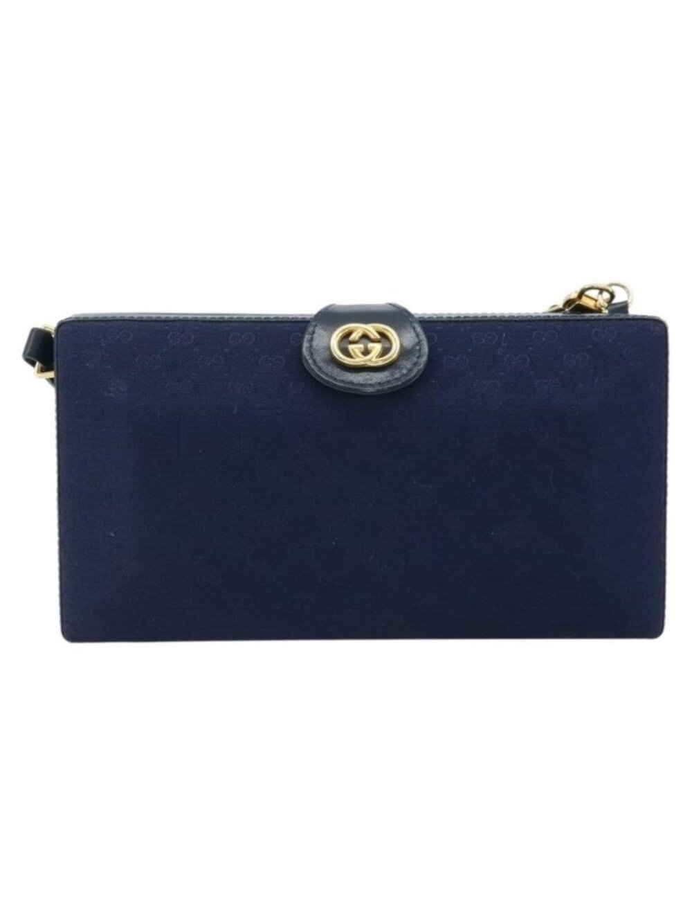 Authentic GUCCI Micro GG Supreme Shoulder Bag Navy Gold - Picture 9 of 16